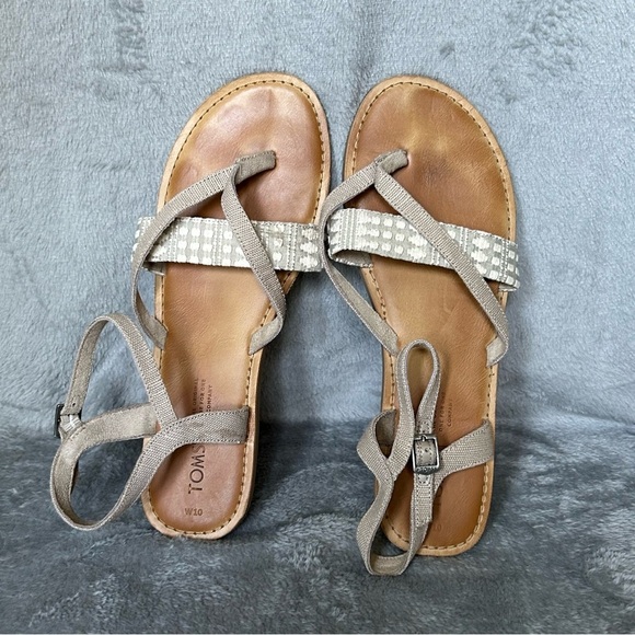 TOMS Sandals Womens Size 10 Open Toe Slip On Open Toe Adjustable Strap‎ Shoes - Picture 6 of 8